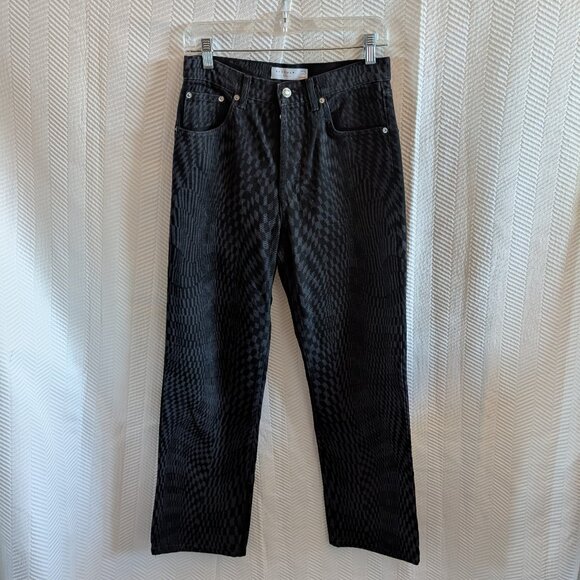 Topshop 90s Straight Jeans Black Warp Print W 28 L 30 Denim Optical Illusion - Picture 3 of 10